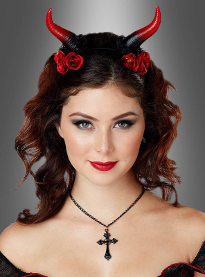 Devil Horns Red with Roses 