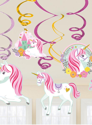 12 x Unicorn Decoration Swirls 