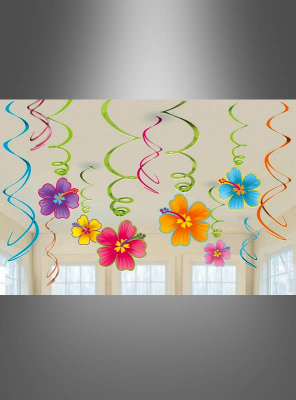 12 x Flower Swirls Hibiscus Hawaiian 