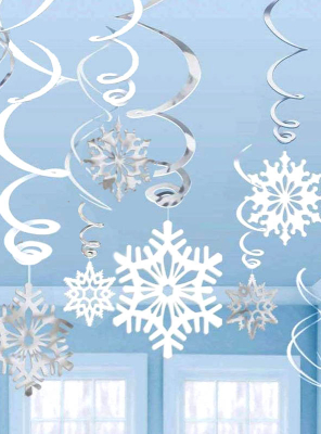 Schneeflocken Folienswirl Partydeko 60cm 