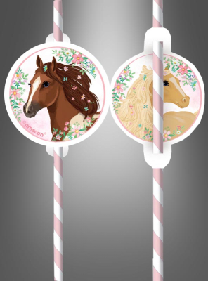 8 Paper Horses Straws 