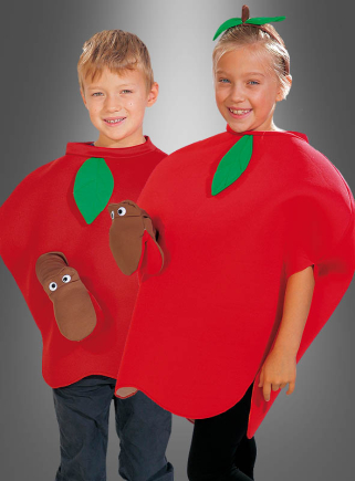 Apfel Kostüm mit Wurm für Kinder 