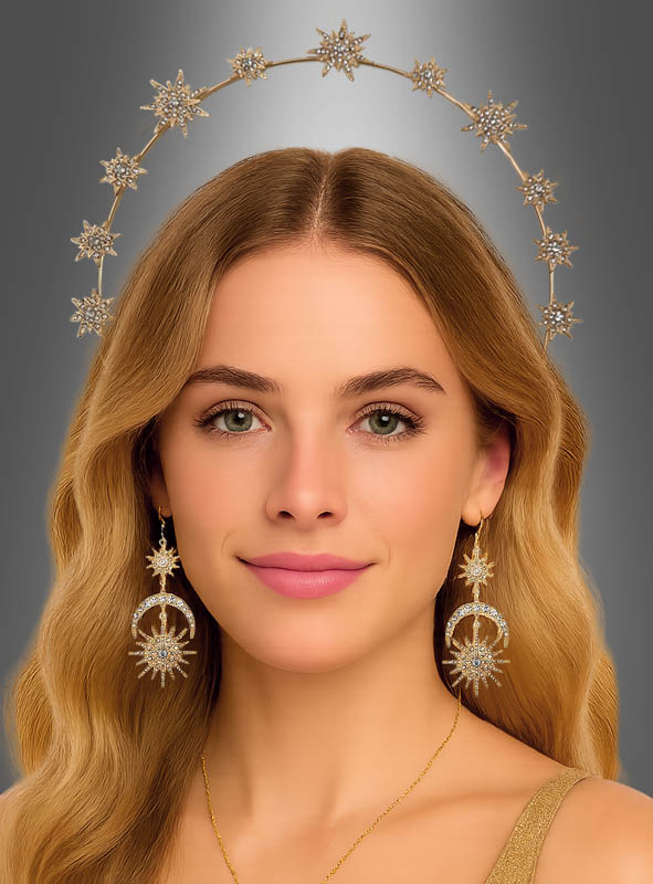 Jewelry Set Sun, Moon and Stars gold
