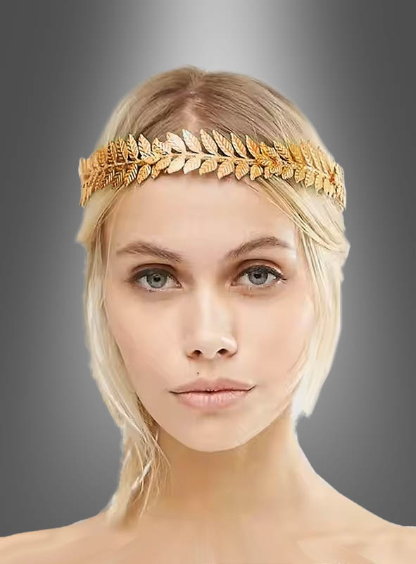 Diadem Lorbeerkranz aus Metall gold