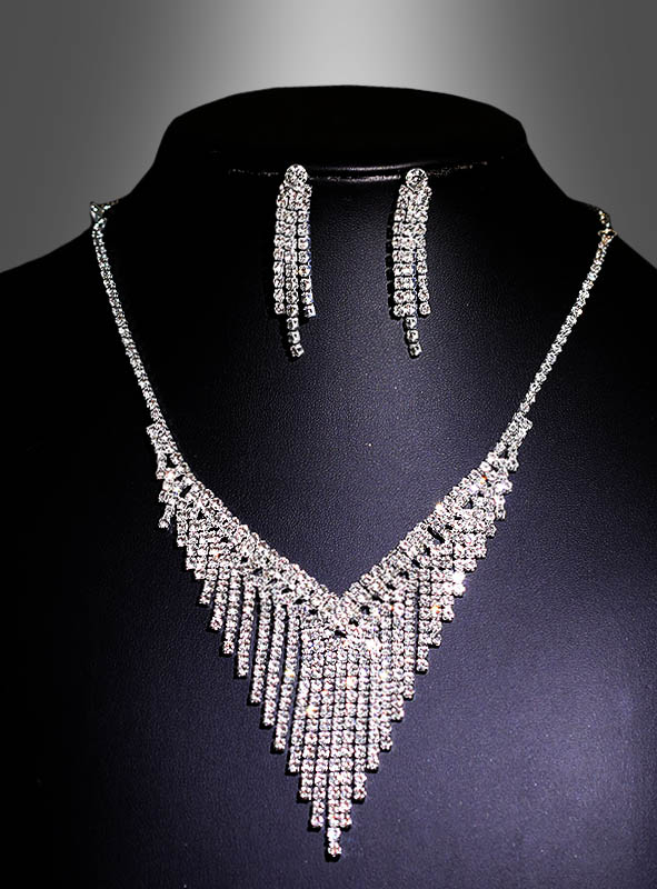 Rhinestone Necklace and Earrings