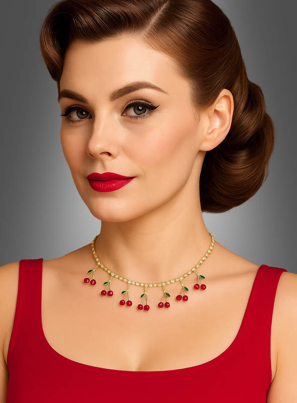 Cherry Rhinestone Necklace