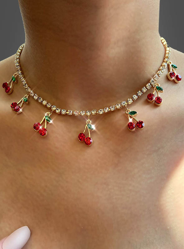 Strass Kette mit Kirschen