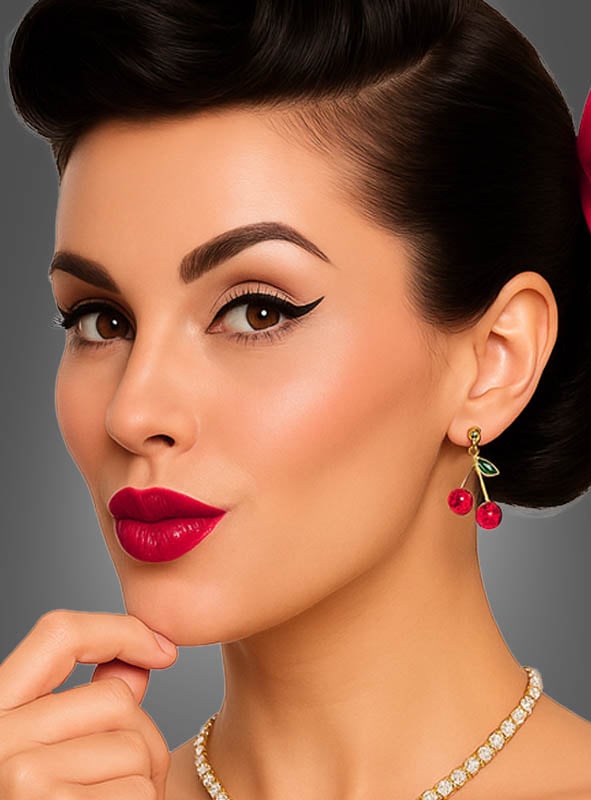 Golden Cherry Earrings Rockabilly