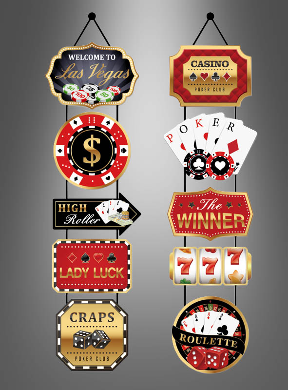 10 x Casino Party Schilder Deko Set