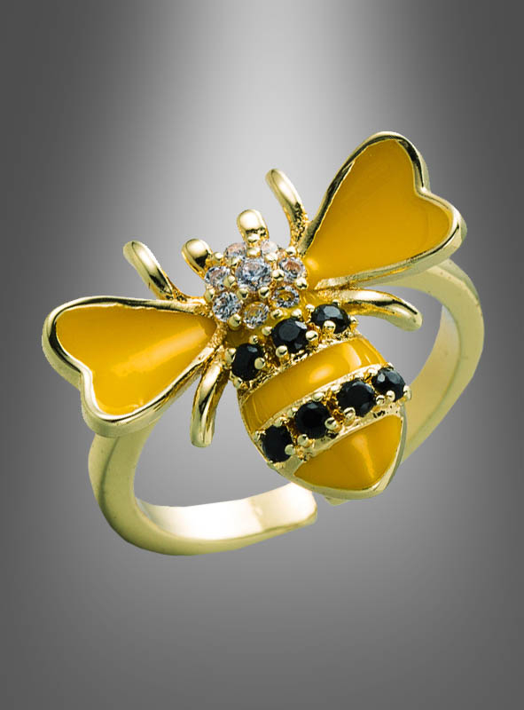 Adjustable Bee Ring with Rhinestones