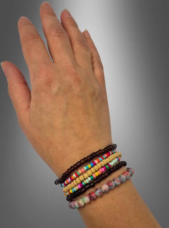 Hippie Bracelet with Beads brown-multicoloured