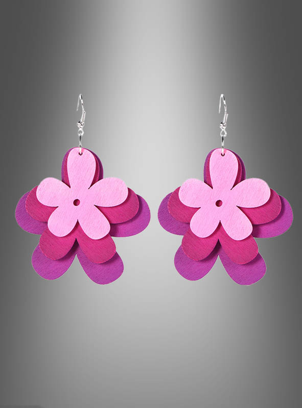Wooden Hippie Flower Earrings