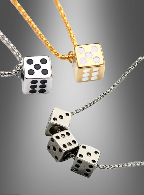 Casino Necklace with Dice silver or gold