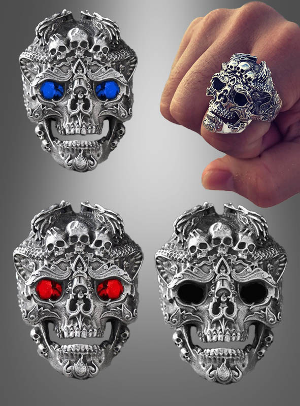Creepy Skull Ring adjustable silver