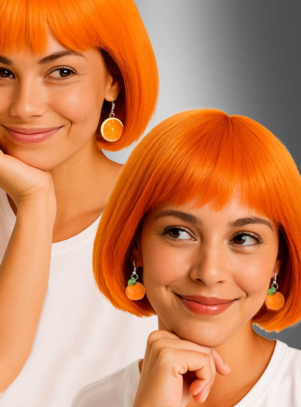 Orangen Ohrringe Scheibe oder ganze Frucht
