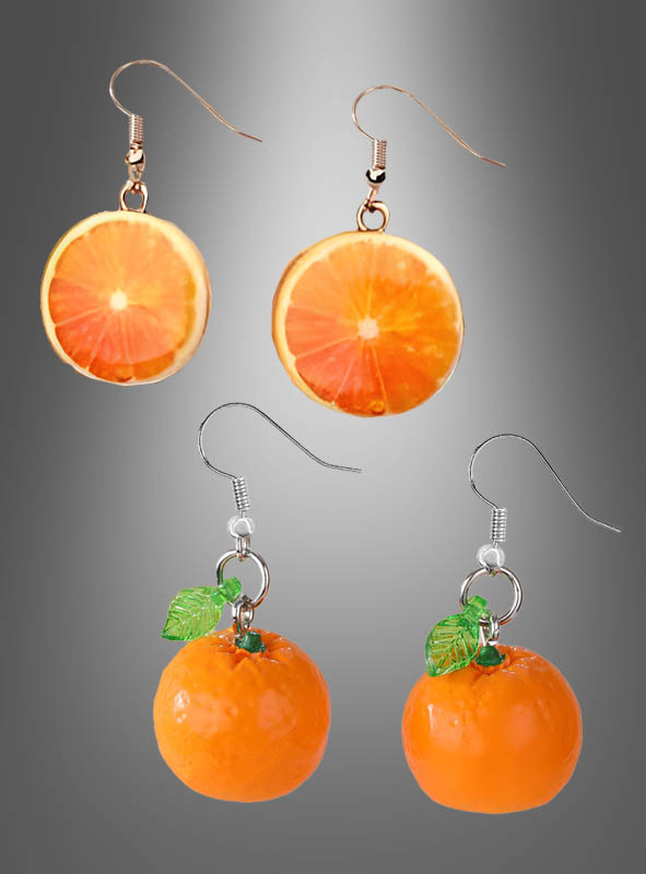 Orangen Ohrringe Scheibe oder ganze Frucht