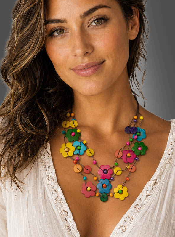 Colourful Flower Necklace Coconut Shell