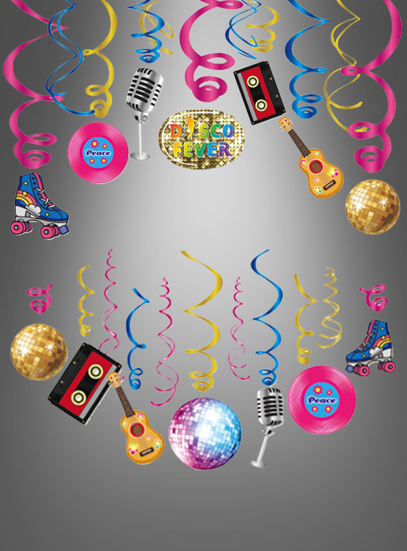 80er Jahre Disco Party Deko Swirls Set