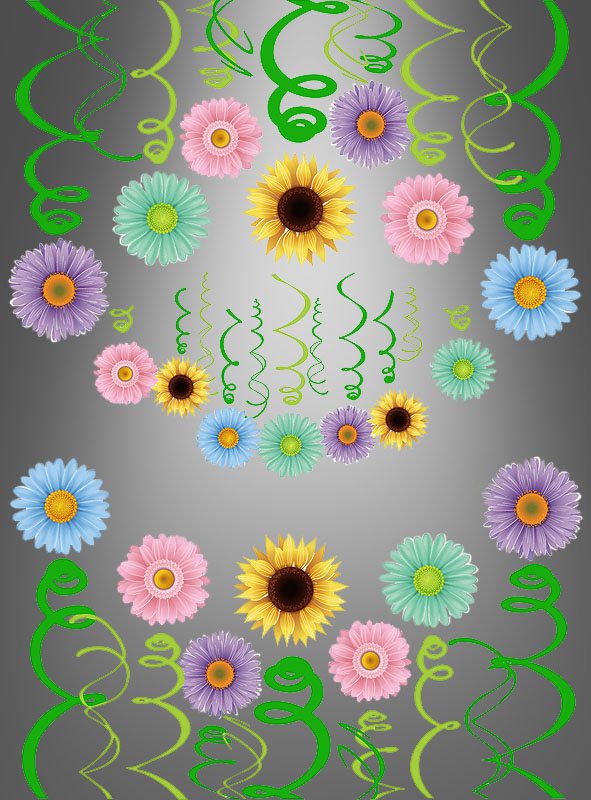 Sommerparty Blumen Deko Swirls
