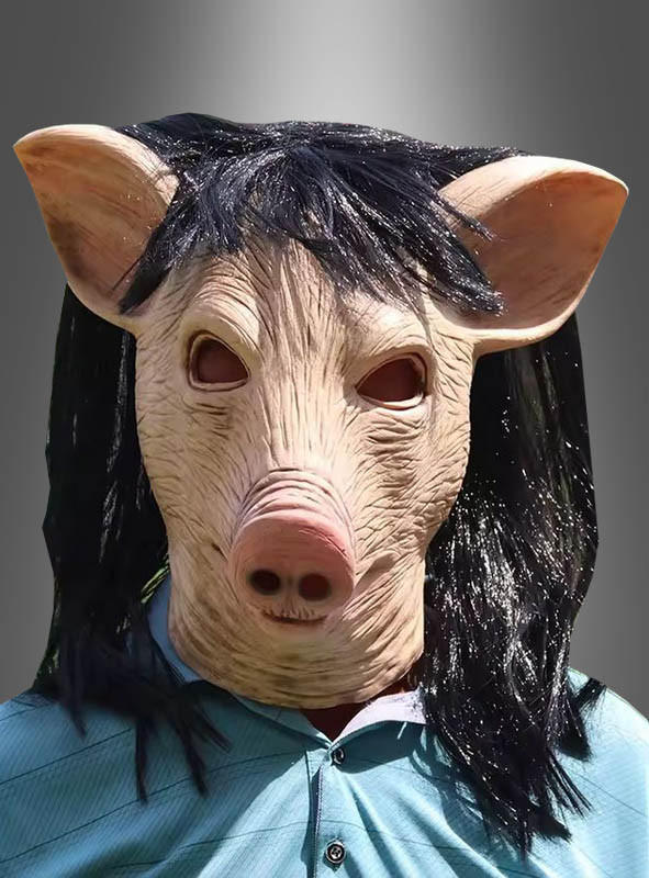 Pig mask with hair
