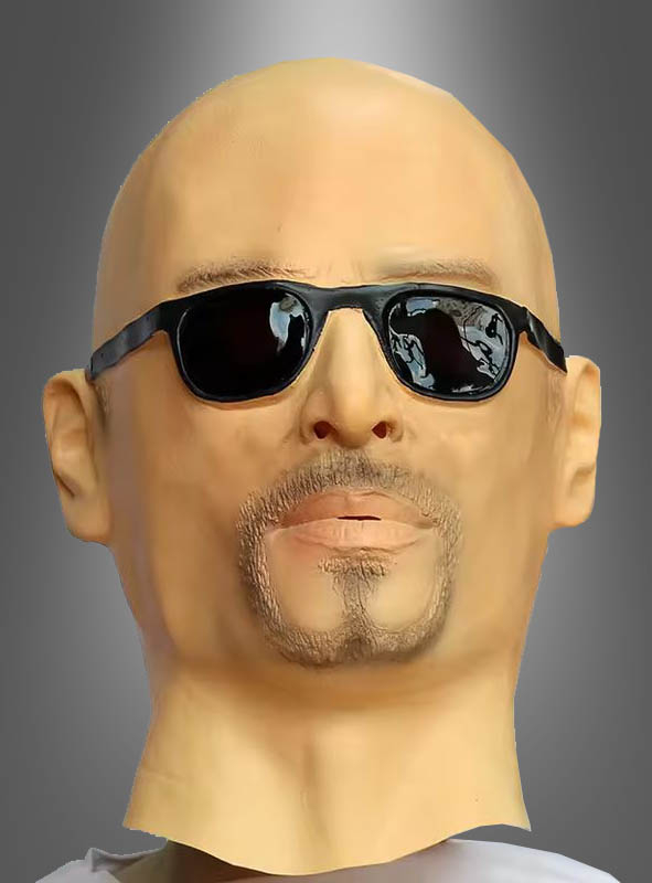 Glatzkopf Vollmaske mit Brille
