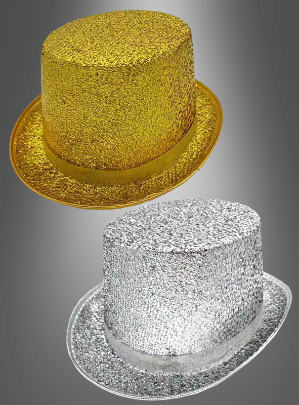 Glitzer Zylinder Hut silber oder gold