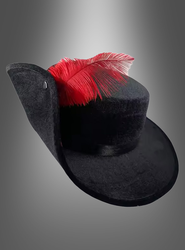 Black musketeer hat with feather