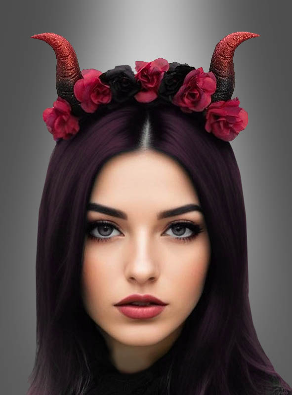 Devil Horns with Flowers Headband