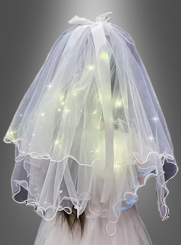 Bride Veil with LED Lights white