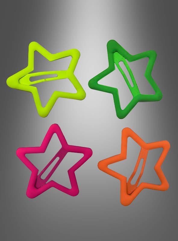80er Neon Haarspangen Stern