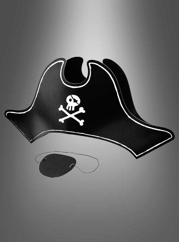 Piraten Papierhut Partyset mit Augenklappe