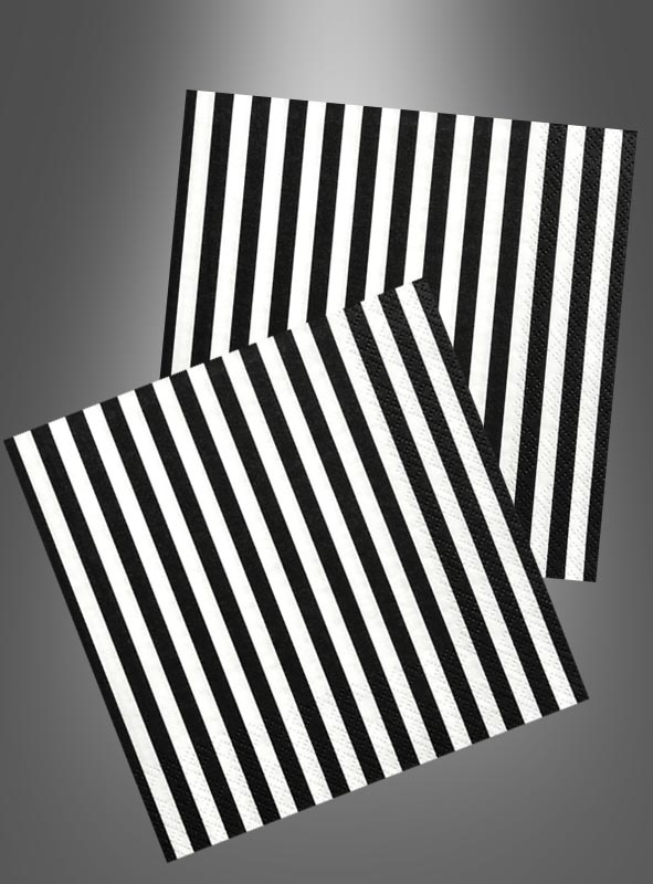 Napkins Stripes black white 20 pcs