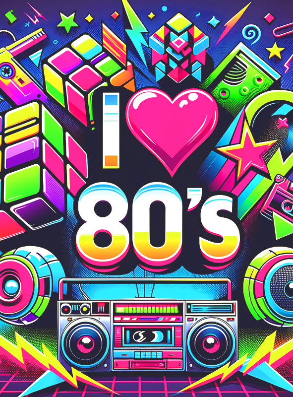 80s Party Fabric Banner 150x185cm UV aktivated
