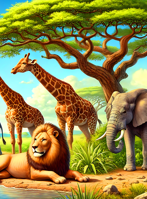 Safari Animals Wall Mural 90x150cm Deco