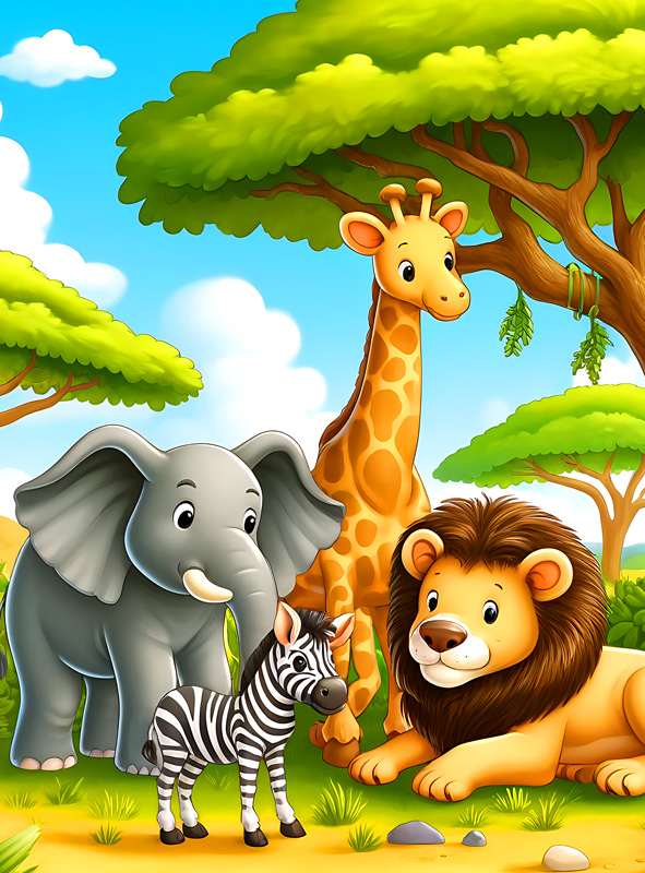 Kids Animal Wall Deco 90x150cm