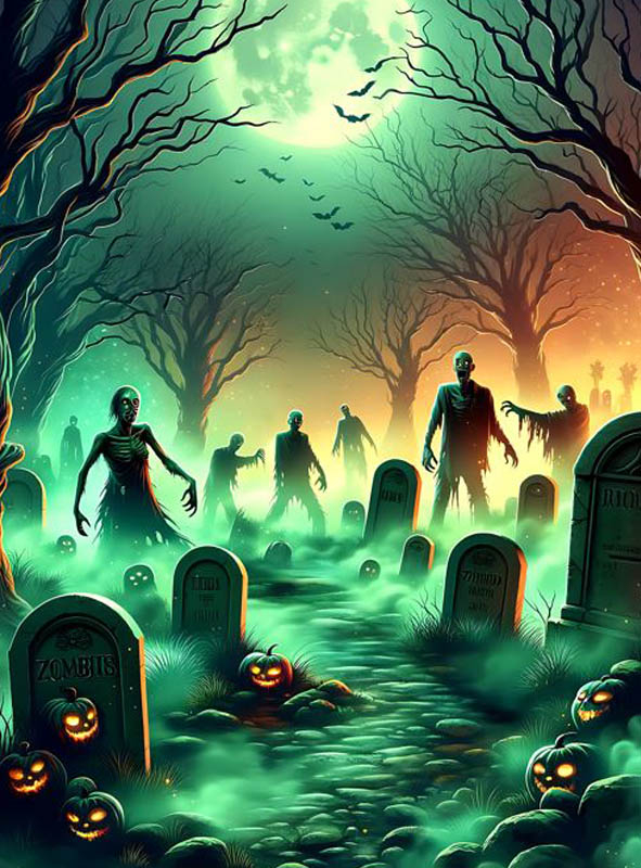 Zombie Graveyard Wall Decoration 100x185cm