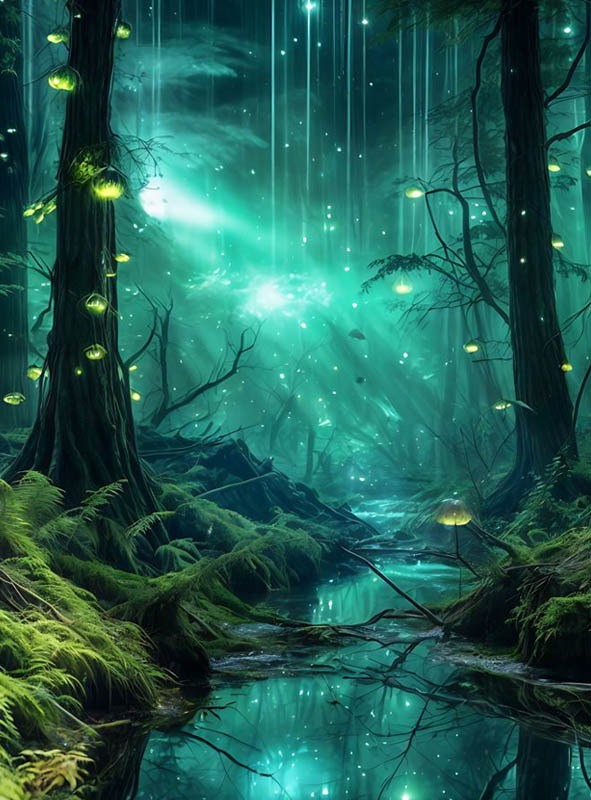 Green enchanted Forest 150x240cm Wall Deco