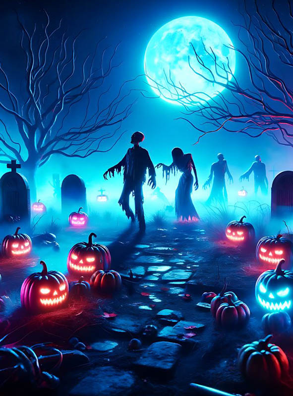 Zombie Graveyard Fabric Banner 190x270cm