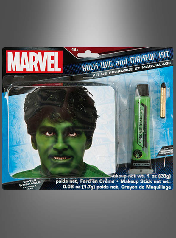 Hulk Perücke und Makeup Set