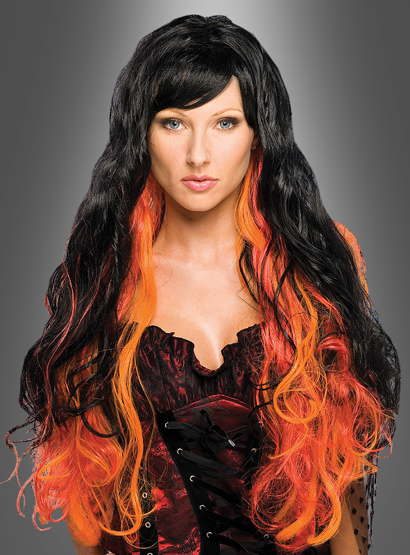 Flaming Wig black orange