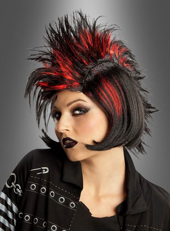 80s punk wig red black buyable at kostümpalast de