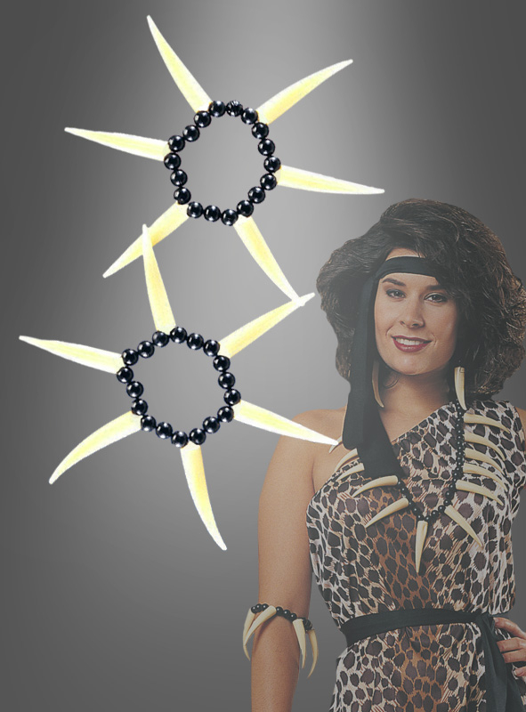 Zahn-Armband zum Steinzeit Voodoo Kostüm