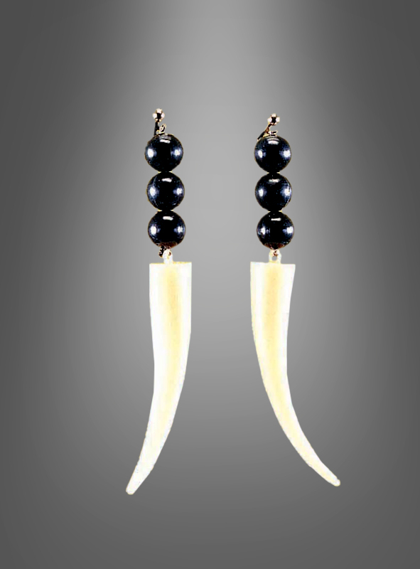 Zahn-Ohrringe zum Steinzeit Vodoo Kostüm