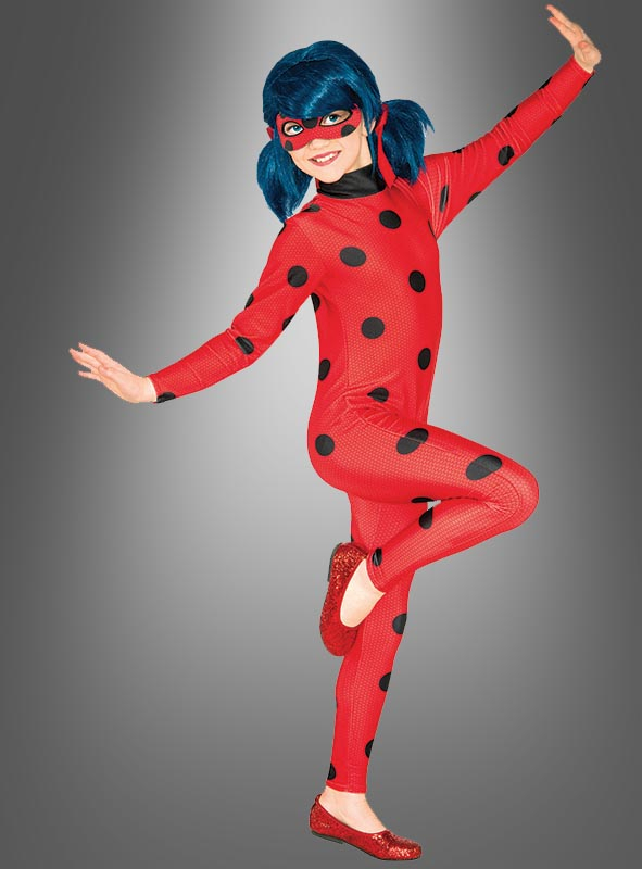 Kinder Mädchen Ladybird Ladybug Kostüm Perück Cosplay Karneval Overall Set 