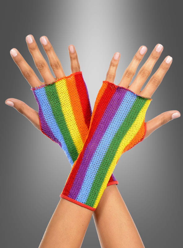 Fingerless Rainbow Gloves