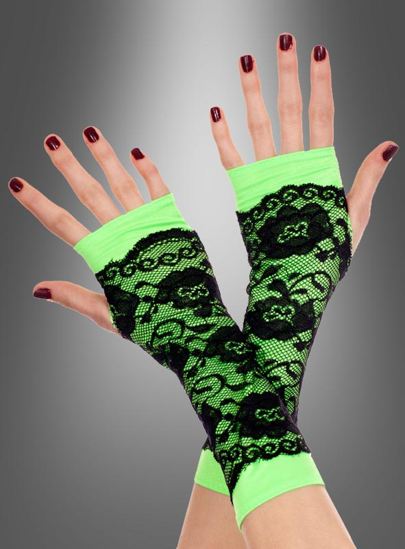 Handschuhe grün mit Spitze