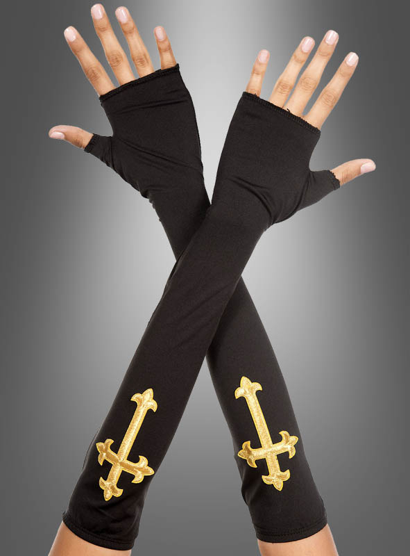 Fingerless Arm Warmers with Golden Cross