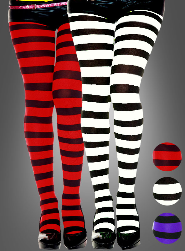 Opaque wide stripes tights XXL