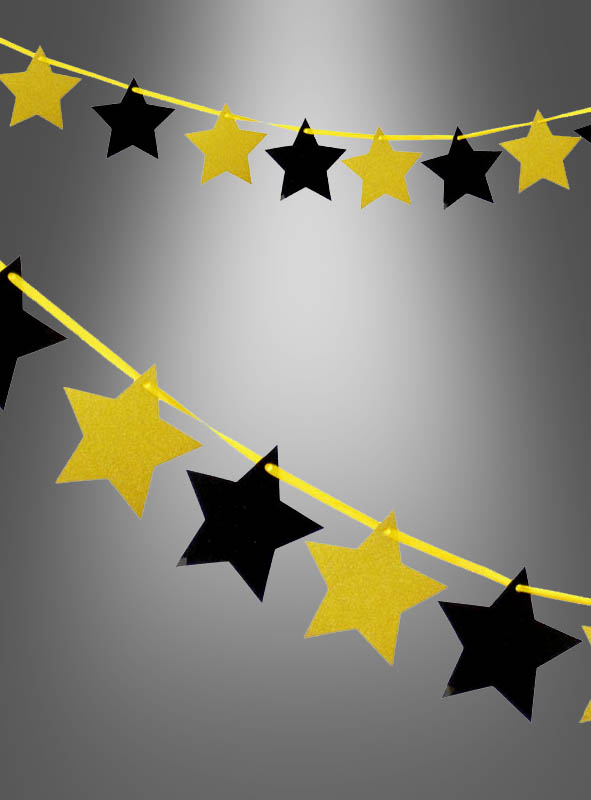 Stars Garland black-gold with Glitter 300cm