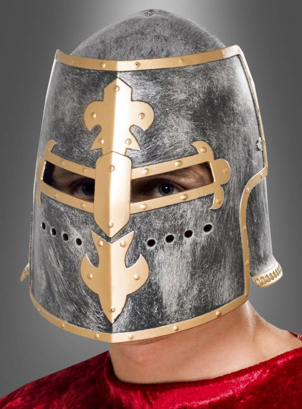 Ritterhelm Kreuzritter Helm mit Visier Kriegerhelm Krieger Sparta Kämpfer Kostüm 